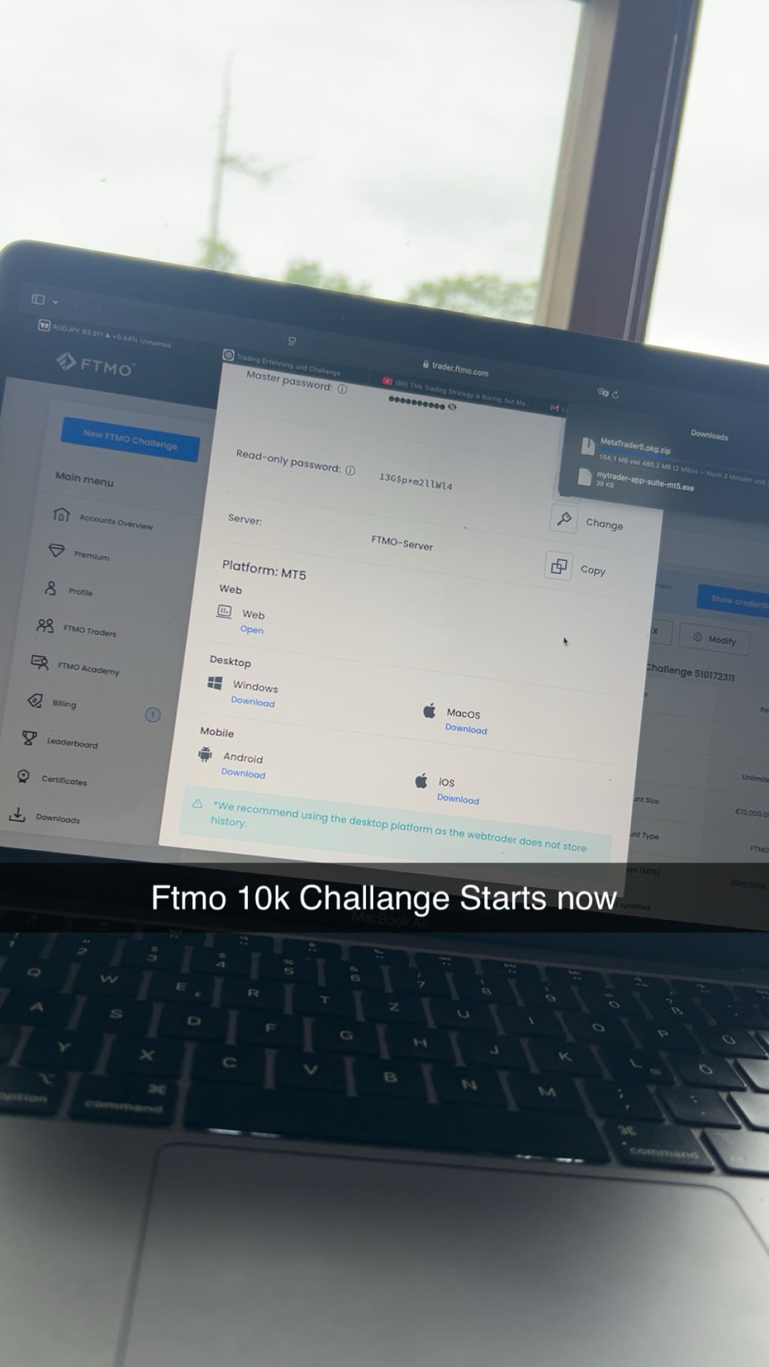 Start der ersten Challenge